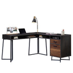 L-Shaped Desk with 2 Drawers and Cubbyholes.