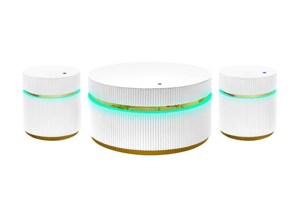 Tivoli 3-Piece LED Coffee Table Set with Glass Top.