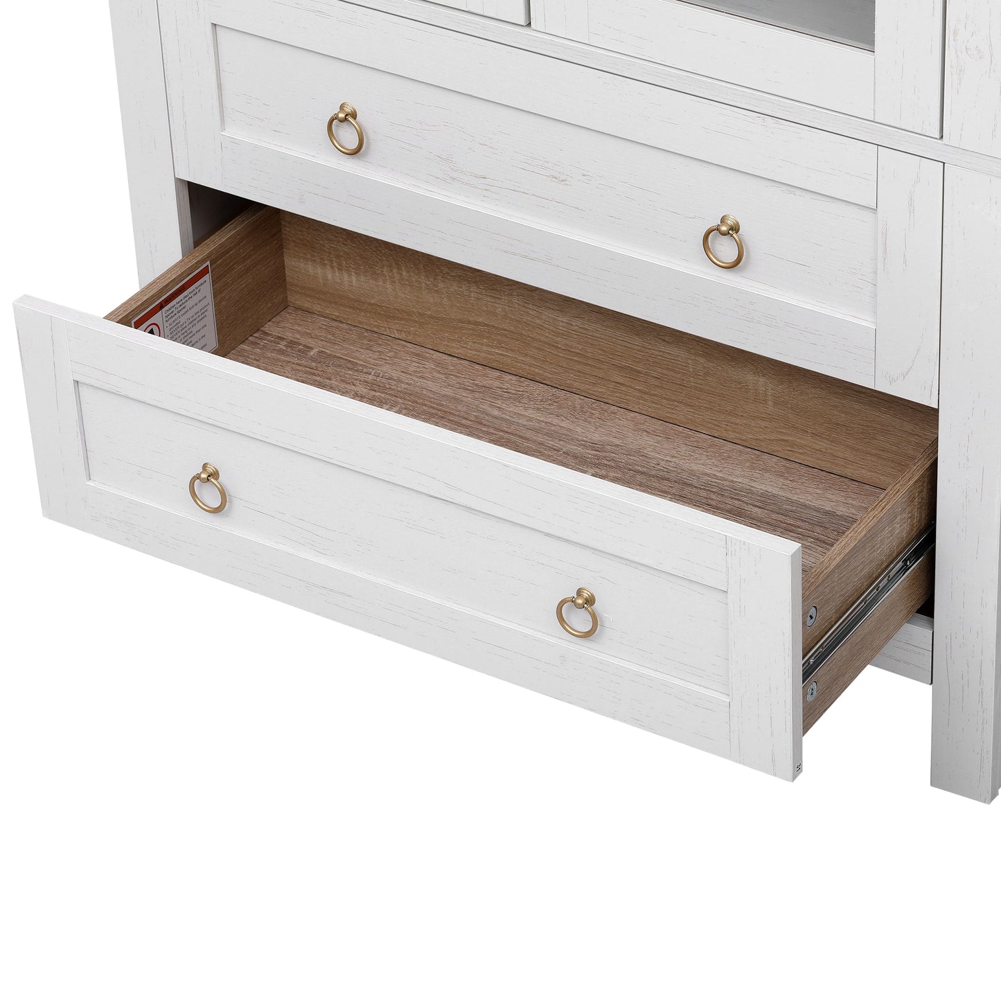 K&K 71' Tall Arched Kitchen Pantry Cabinet with 2 Large Drawers, Modern Farmhouse Kitchen Storage Cabinets with Adjustable Shelves, Glass Door, Wood Versatile Cupboard for Kitchens, Dining Room, White