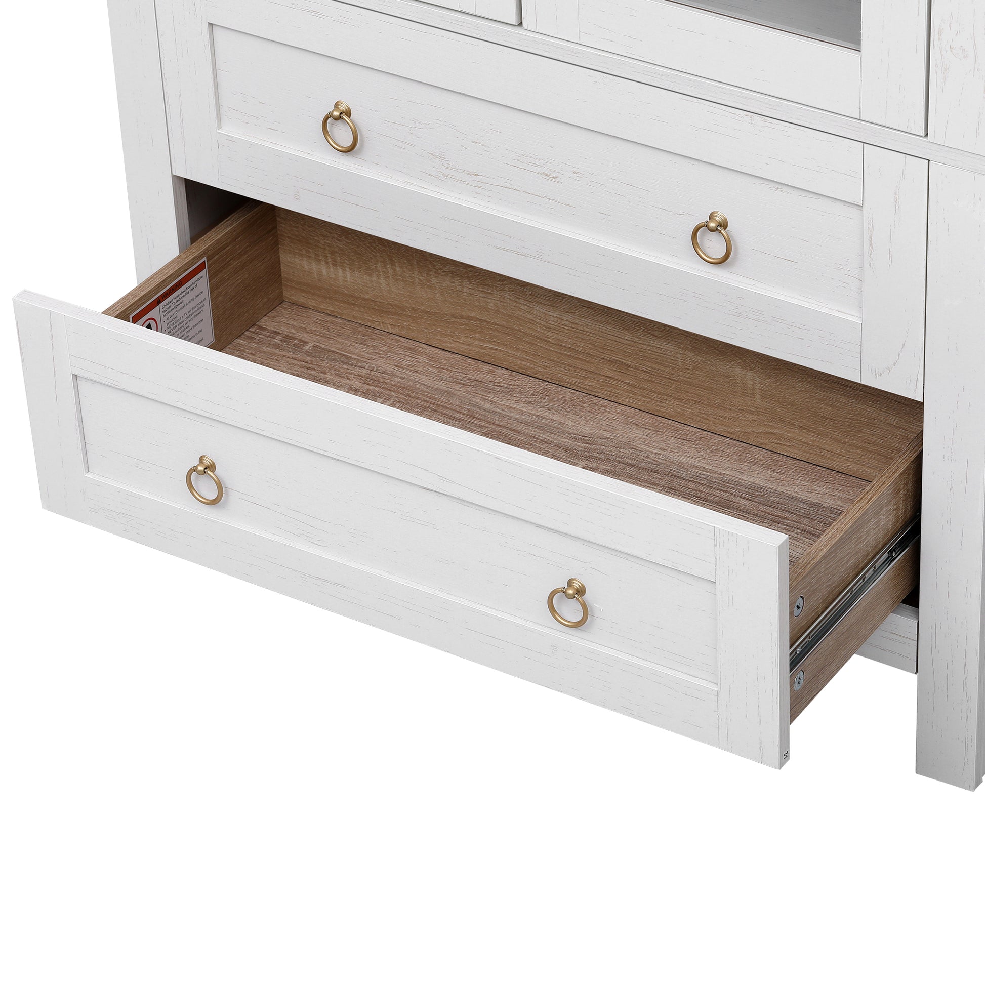 K&K 71' Tall Arched Kitchen Pantry Cabinet with 2 Large Drawers, Modern Farmhouse Kitchen Storage Cabinets with Adjustable Shelves, Glass Door, Wood Versatile Cupboard for Kitchens, Dining Room, White