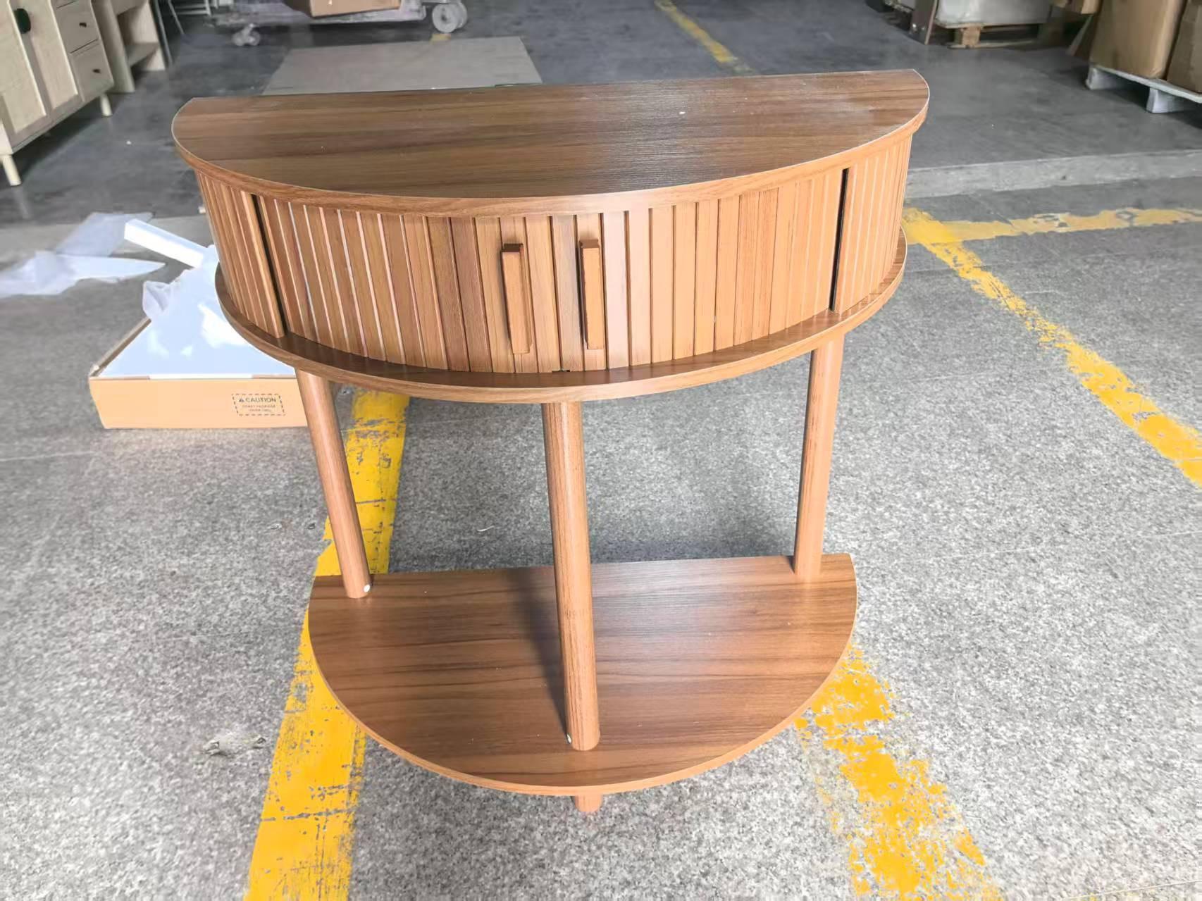 Half-Moon Console Table - Walnut for Entryway & Living Room.