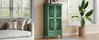 Antique Green Storage Cabinet - 55'' Tall w/ Drawer styled in a bright living room, adding vintage charm and storage.
