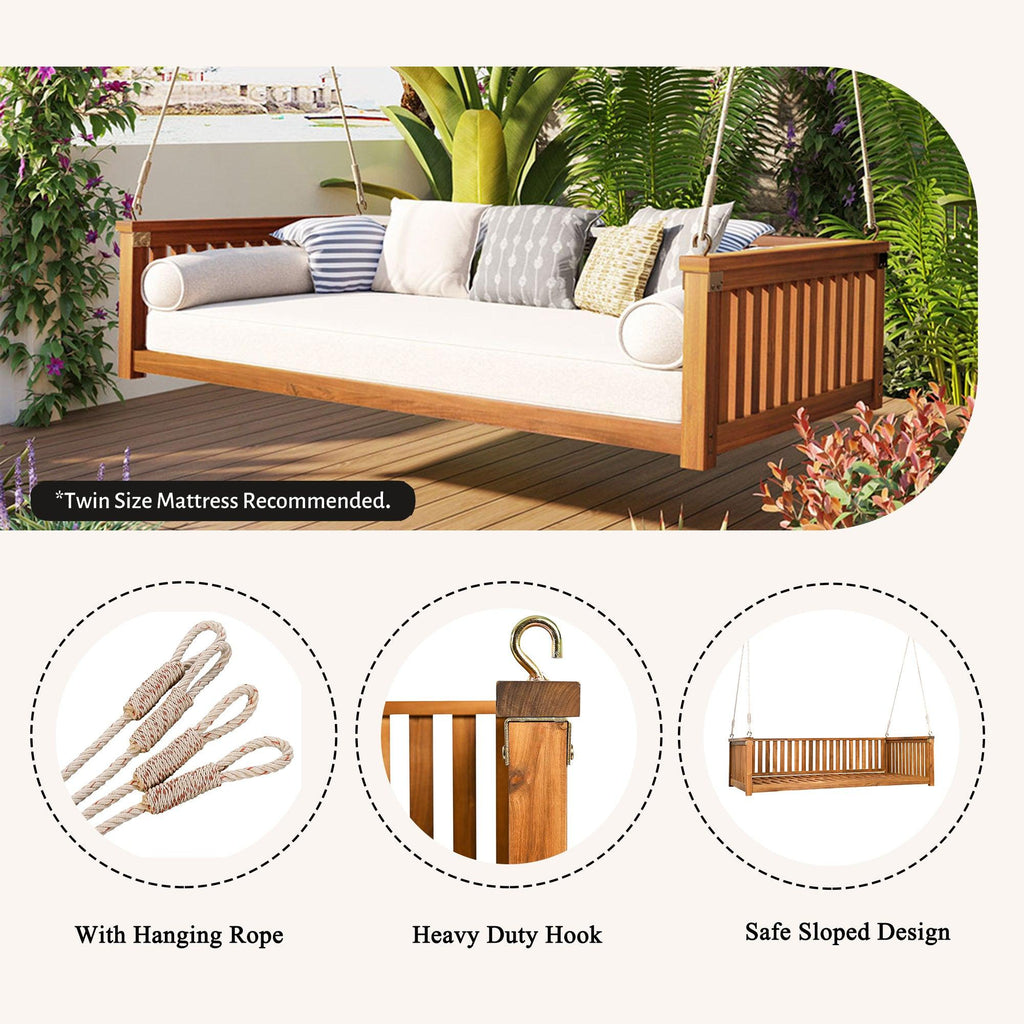 TOPMAX Twin Size Garden Swing Bed for Outdoor Relaxation.