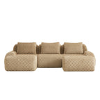 Straight-on view of the Modern Modular U-Shaped Sofa in 3-seater configuration, upholstered in soft flannelette fabric.