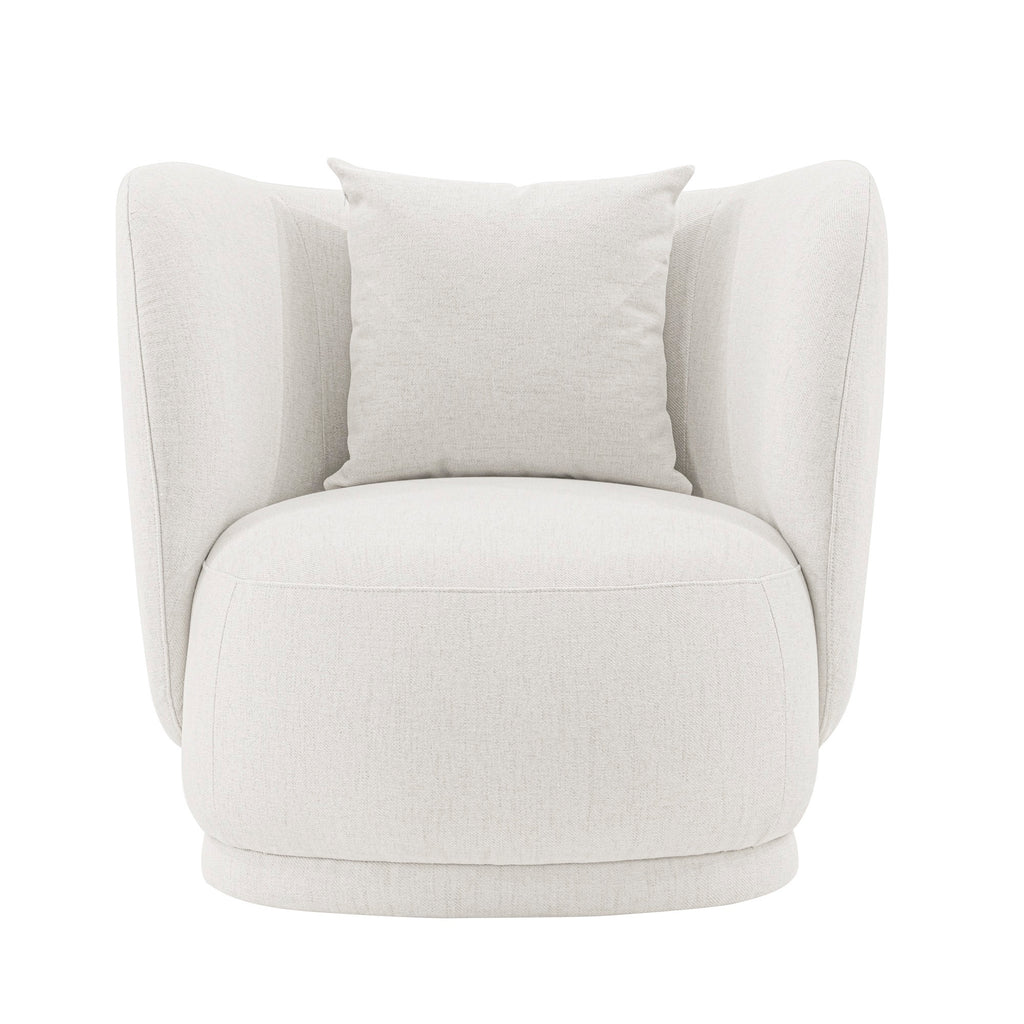 Contemporary Siri Linen Weave Accent Chair with Pillows in Cream
