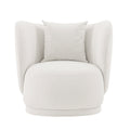 Contemporary Siri Linen Weave Accent Chair with Pillows in Cream