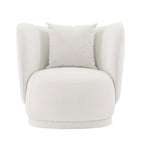 Contemporary Siri Linen Weave Accent Chair with Pillows in Cream