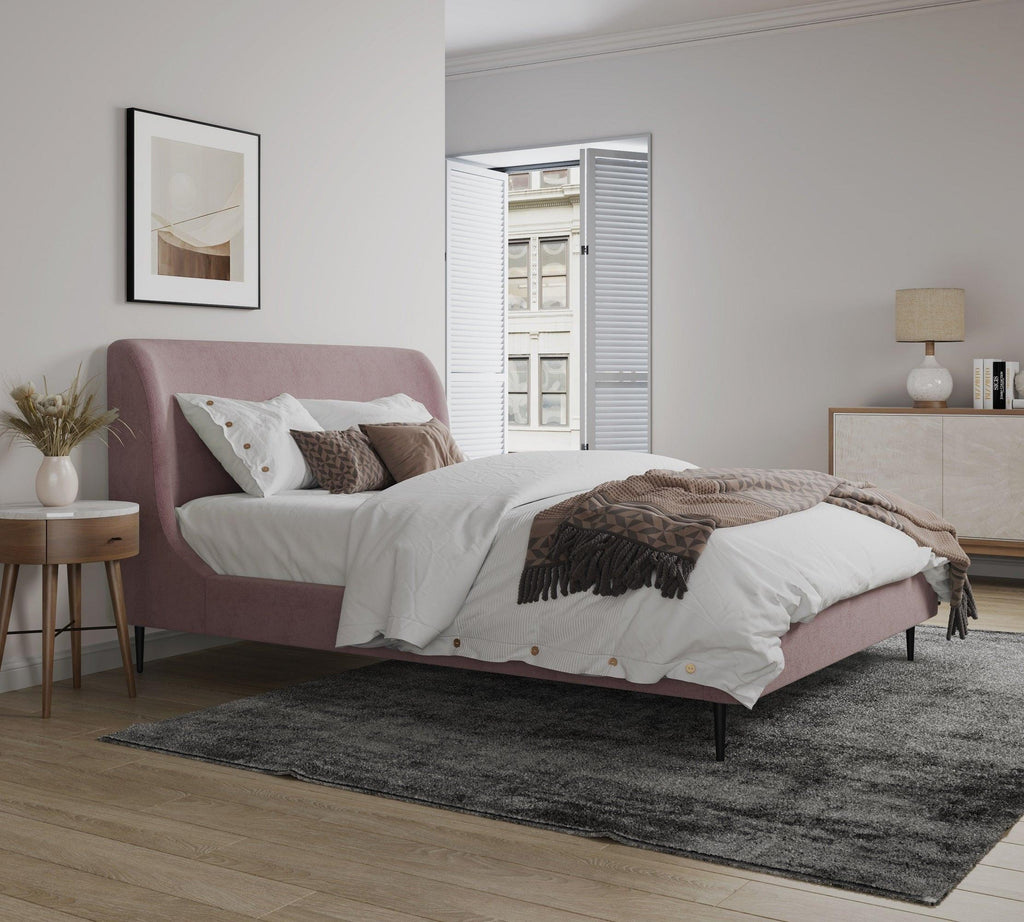 Mid-Century Full Bed in Blush and Black.