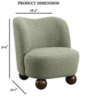 Green Boucle Fabric Accent Chair with Ball Feet.