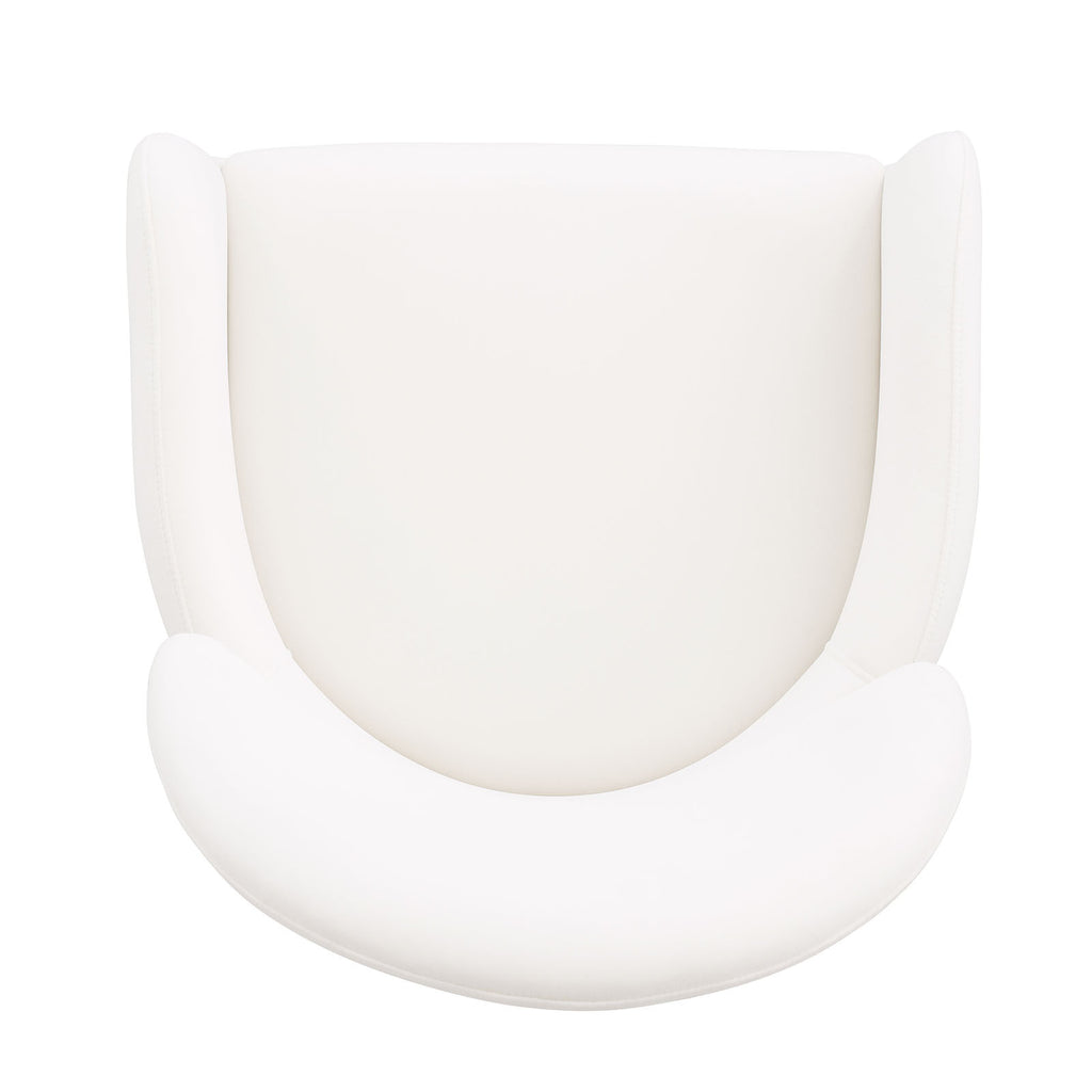 Top-down view of Contemporary Dining Arm Chair in White and Gold displaying cushioned seat and curved backrest.