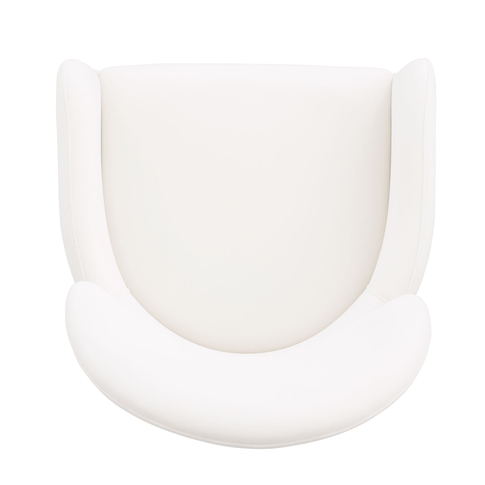 Top-down view of Contemporary Dining Arm Chair in White and Gold displaying cushioned seat and curved backrest.