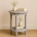 Wood Ellsworth Round Side Table - Acid Wash Finish.