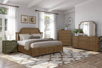 King Planked Panel Bed - Almond with Solid Wood.