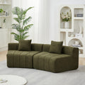 Chenille Curved Sectional Sofa with 2 Pillows.