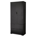 72' Modern Fluted Kitchen Pantry Cabinet with 2 Large Drawers & 8-Door Spice Rack, Freestanding Storage Organizer for Bathroom, Dining Room, Office, Entryway, Black