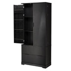 72' Modern Fluted Kitchen Pantry Cabinet with 2 Large Drawers & 8-Door Spice Rack, Freestanding Storage Organizer for Bathroom, Dining Room, Office, Entryway, Black