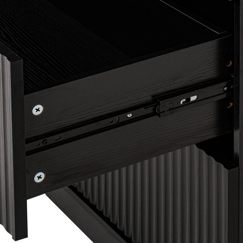 72' Modern Fluted Kitchen Pantry Cabinet with 2 Large Drawers & 8-Door Spice Rack, Freestanding Storage Organizer for Bathroom, Dining Room, Office, Entryway, Black