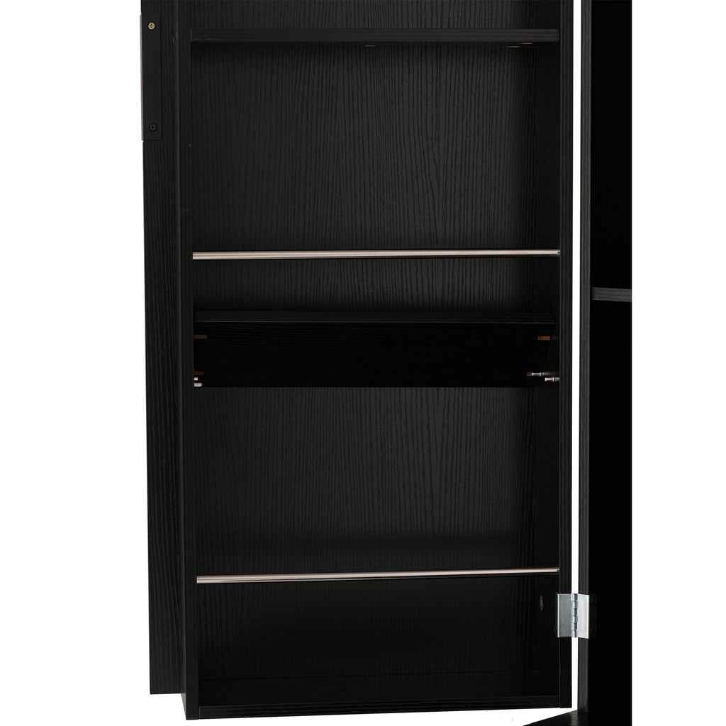 72' Modern Fluted Kitchen Pantry Cabinet with 2 Large Drawers & 8-Door Spice Rack, Freestanding Storage Organizer for Bathroom, Dining Room, Office, Entryway, Black