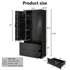 72' Modern Fluted Kitchen Pantry Cabinet with 2 Large Drawers & 8-Door Spice Rack, Freestanding Storage Organizer for Bathroom, Dining Room, Office, Entryway, Black