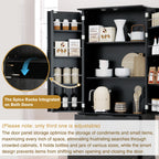 72' Modern Fluted Kitchen Pantry Cabinet with 2 Large Drawers & 8-Door Spice Rack, Freestanding Storage Organizer for Bathroom, Dining Room, Office, Entryway, Black