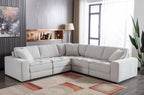 Breton Modular Sectional Sofa - Oyster Grey Fabric.