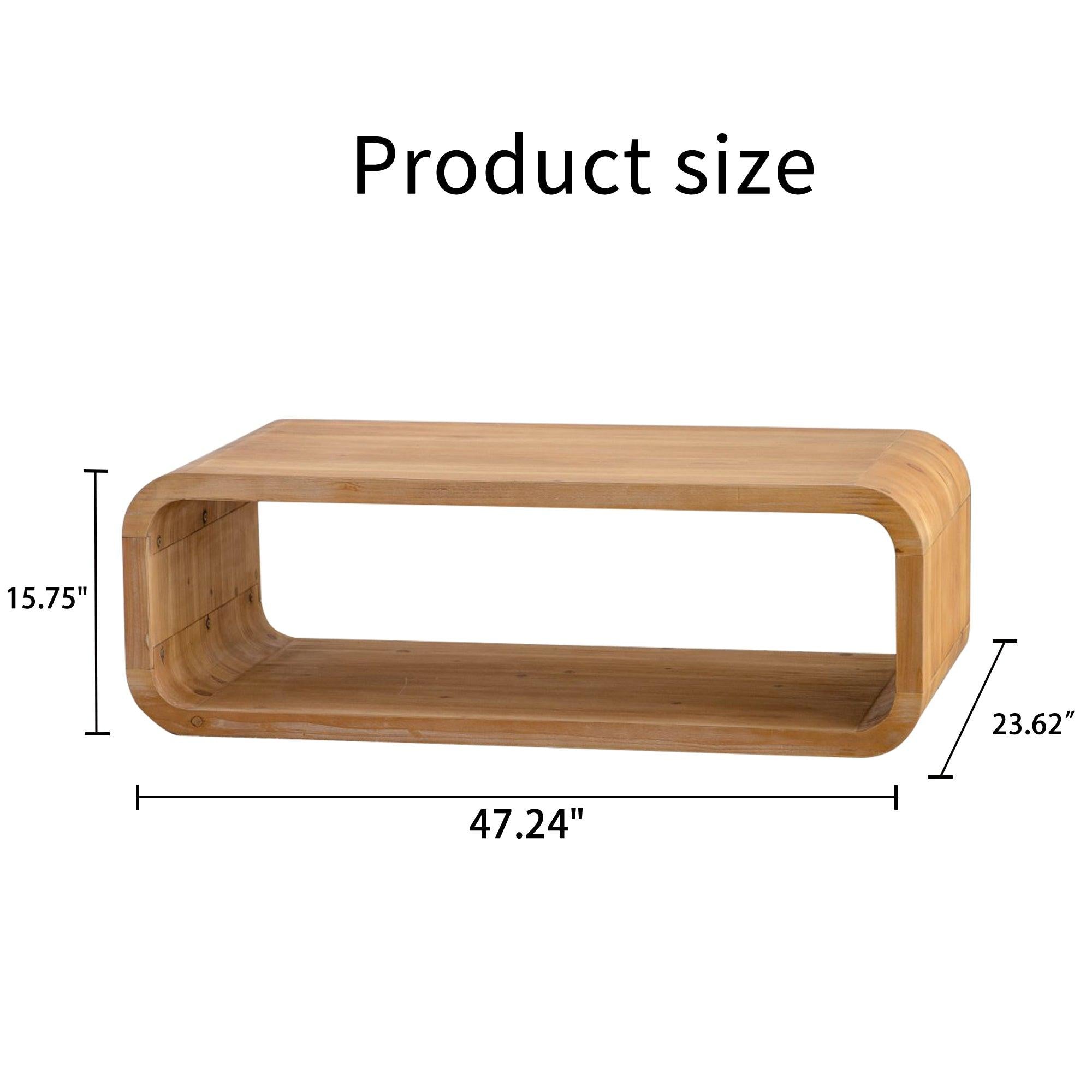 Light Wood Coffee Table with Open Storage for Living Rooms.