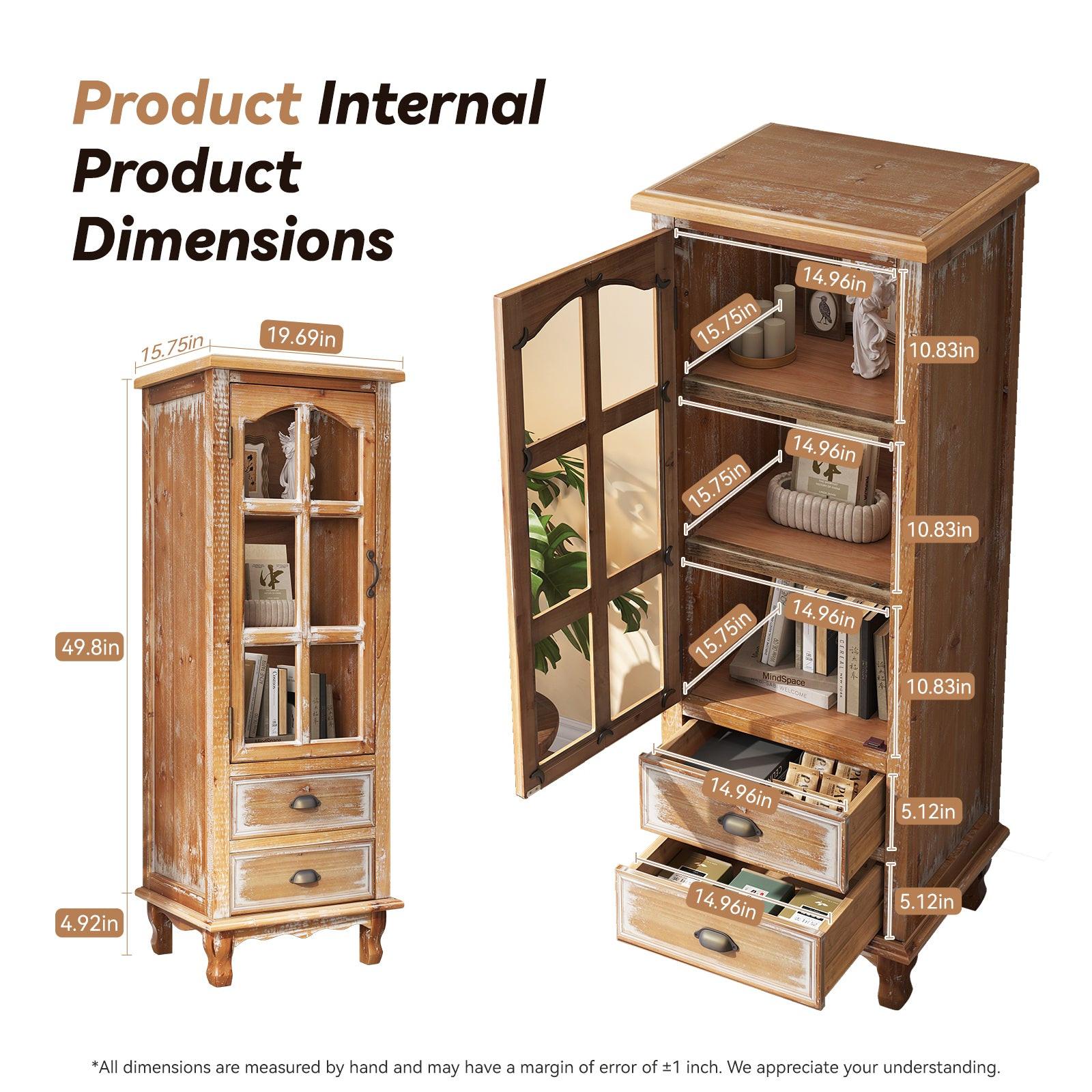 Rustic Wooden Storage Cabinet for Living Room & Bedroom.