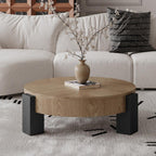 33'' Round Coffee Table with Hidden Storage for Small Spaces.