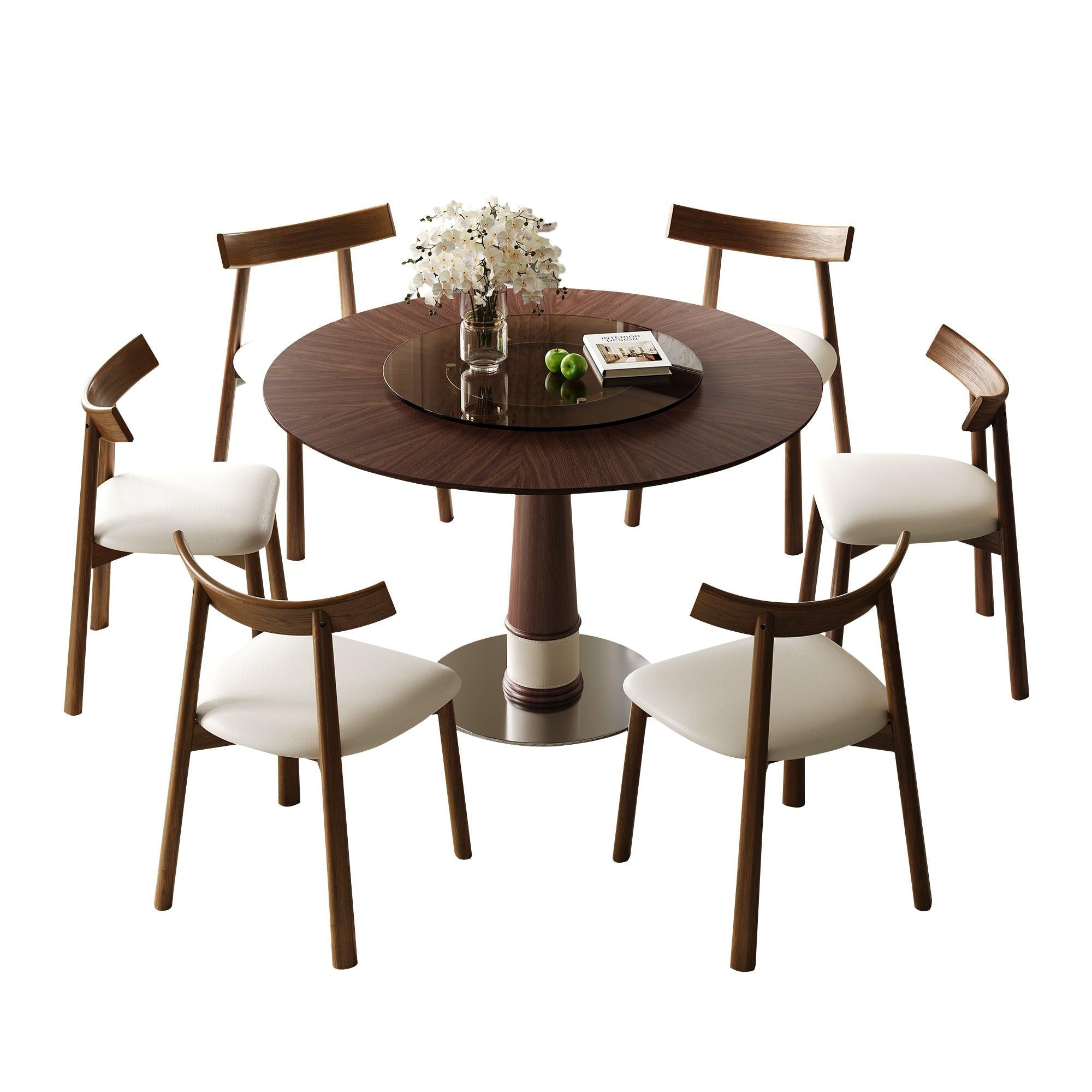 47 Inch Solid Wood Dining Table Set for 6.