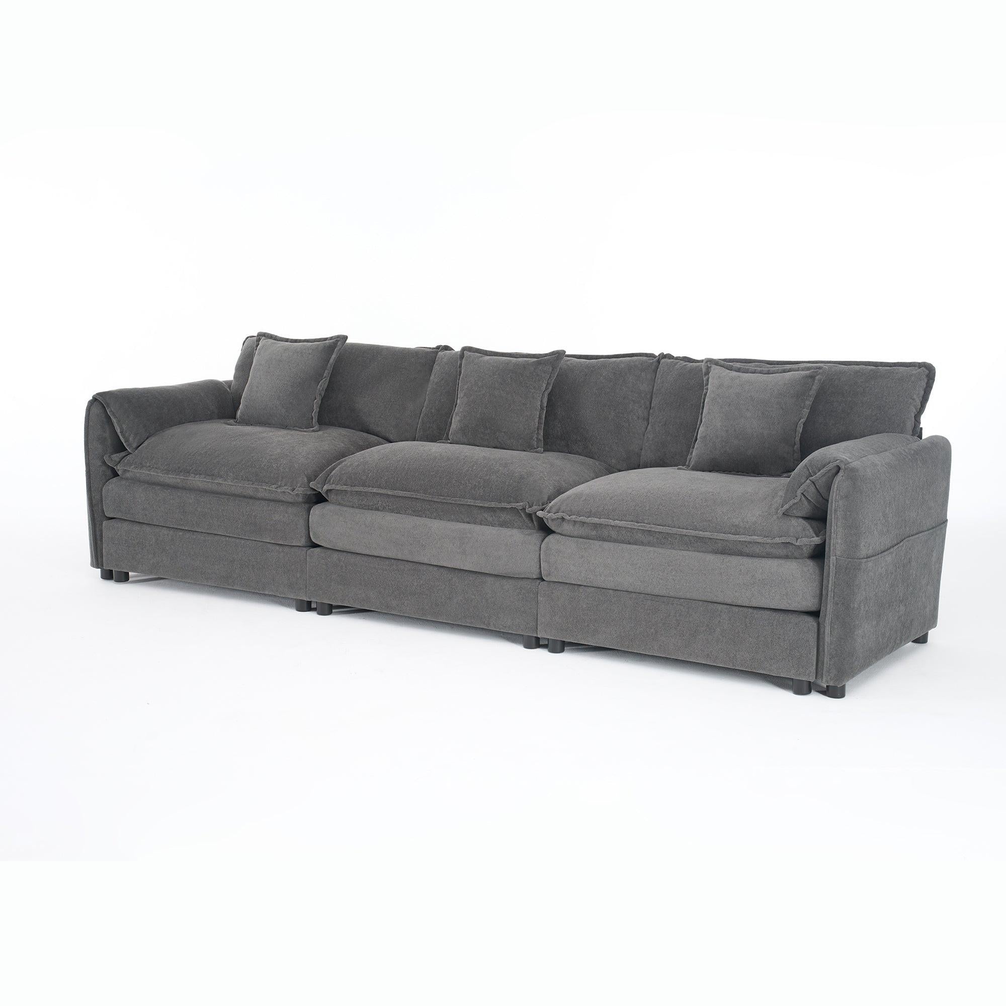Modular Sectional Sofa in Grey - Deep Seat Comfort.