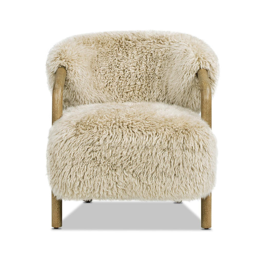Becker 33' Sheepskin Accent Arm Chair in Taupe Beige.