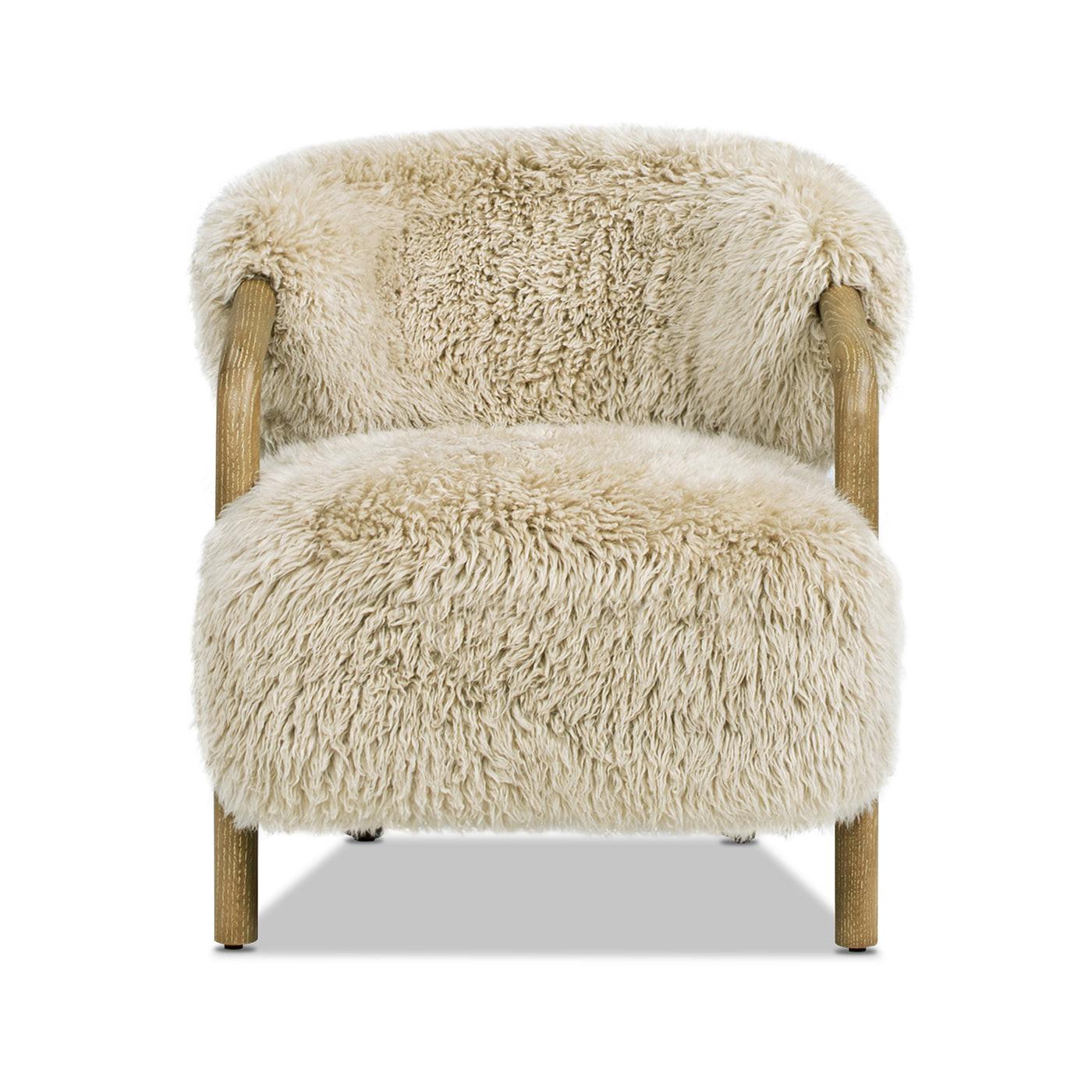 Becker 33' Sheepskin Accent Arm Chair in Taupe Beige.