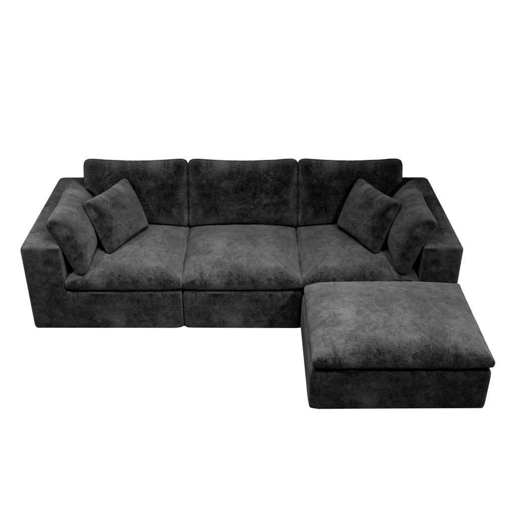 Modular Sectional Sofa Grey - Upholstered Couch for Living Room.