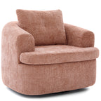 Modern Pink Swivel Barrel Chair with 360° Rotation and Dual-Layer Cushion for Living Room, Bedroom, Office, 36.6' Round Accent Chair in Chenille