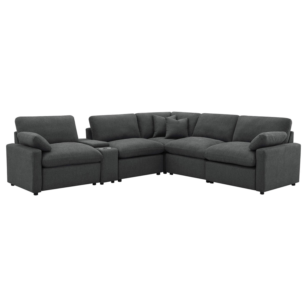 Hollander Dark Grey Modular Power Reclining Sectional Sofa.