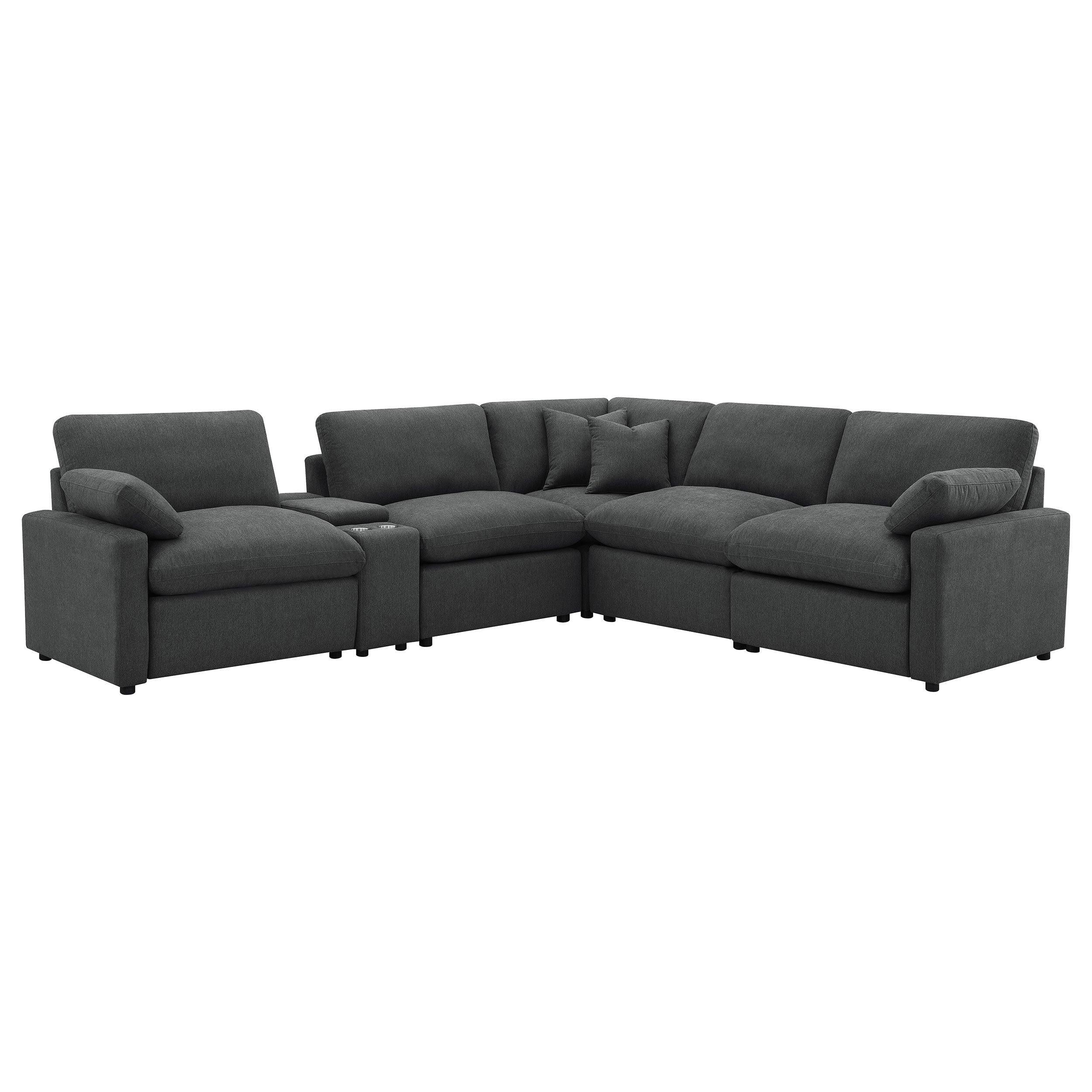 Hollander Dark Grey Modular Power Reclining Sectional Sofa.