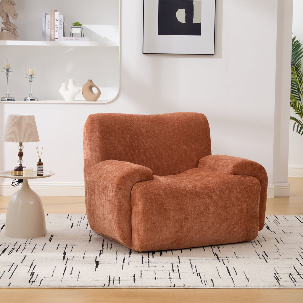 42-Inch Oversized Chenille Accent Chair in Burnt Orange