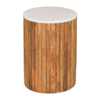 Artisan Solid Wood Fluted Marble Side Table.