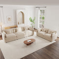 Modern 5-Seater Chenille Sofa Set in Light Coffee