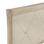 Beige Upholstered Full Bed - Rustic Farmhouse Charm.