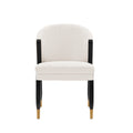 Ola Wood Chenille Dining Chair in Cream