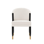 Ola Wood Chenille Dining Chair in Cream