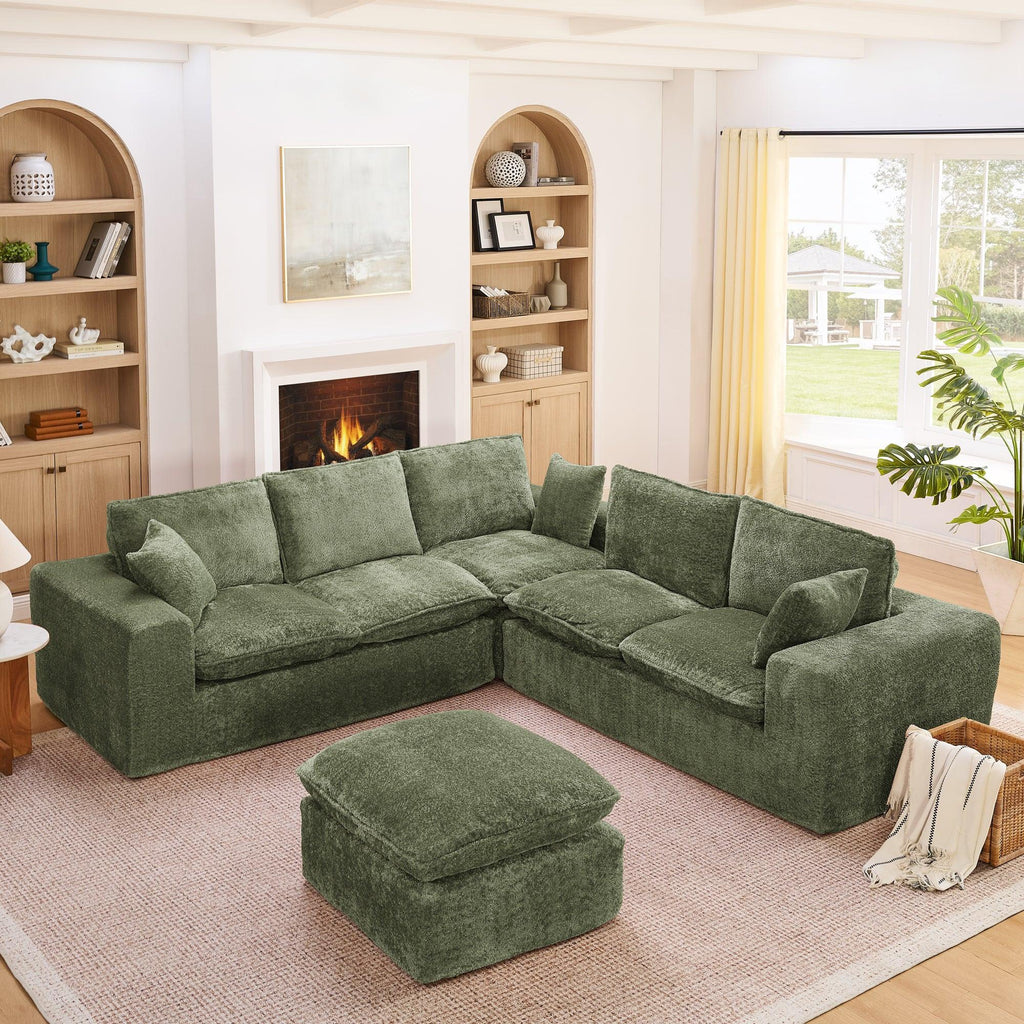 107'' L-shaped Sectional Sofa with Moveable Ottoman.
