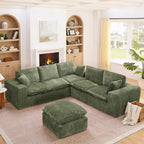 107'' L-shaped Sectional Sofa with Moveable Ottoman.