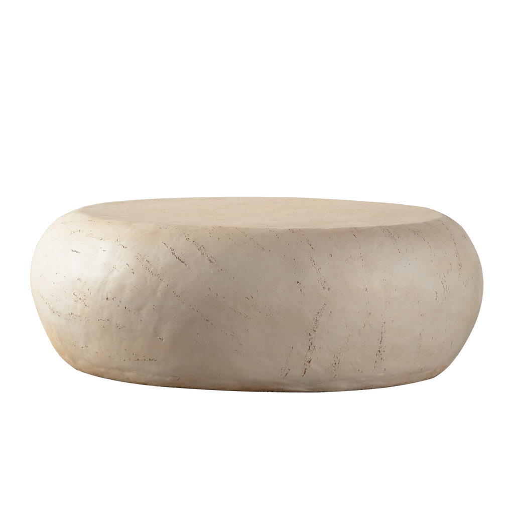 Mid-Century Round Coffee Table - MgO Faux Stone Design.