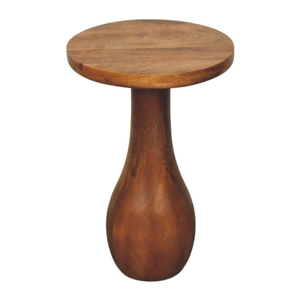 Solid Wood Curved Base Side Table for Modern Living.