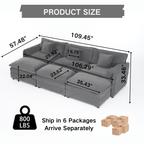 Oversized Deep Seat Modular Sectional Cloud Sofa.