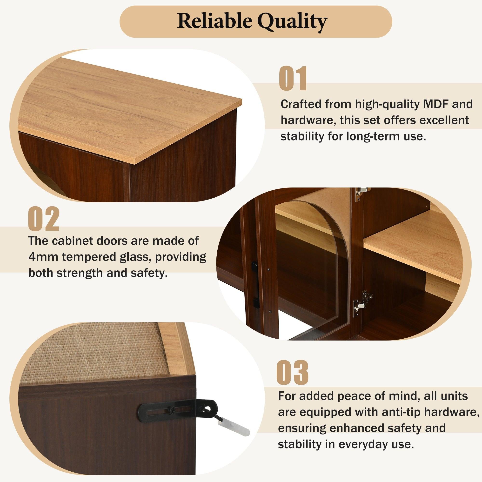 3-Piece Retro TV Stand Set with Bookshelf for TVs.