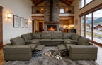 Olive Green Leather Match 8-Seater Sectional with Dual Recliners