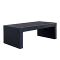 47.6 modern black ribbed coffee table with rectangular low profile design, made of engineered wood for contemporary living rooms.